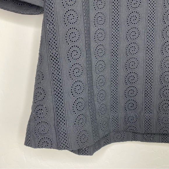 ALC Wallis Embroidered Puffed Sleeves Blouse Black Size 2 - Picture 6 of 11